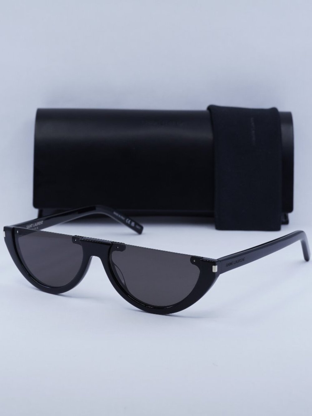 Saint Laurent SL563 001 Oval Sunglasses - Black \ Black